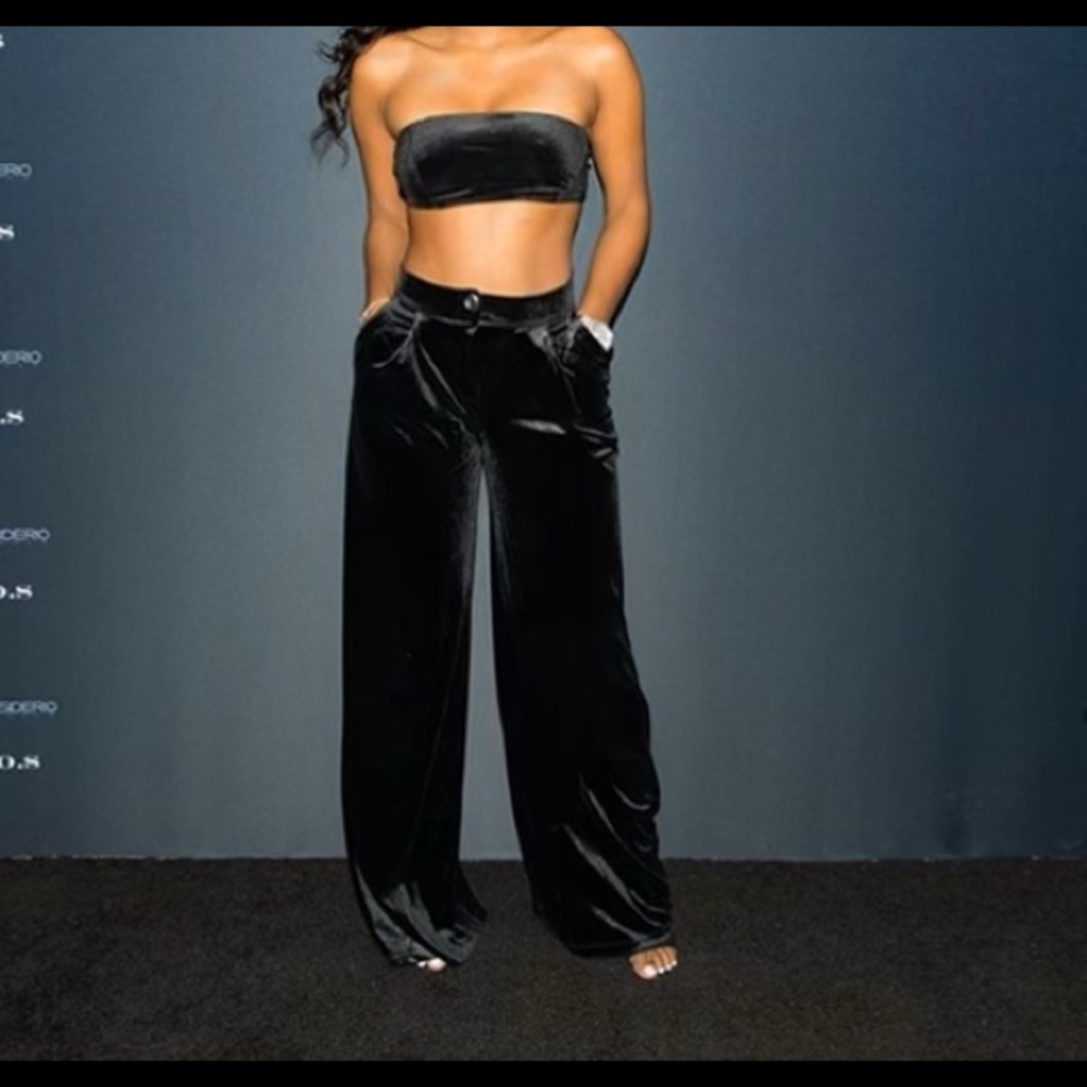 Two piece black velvet set